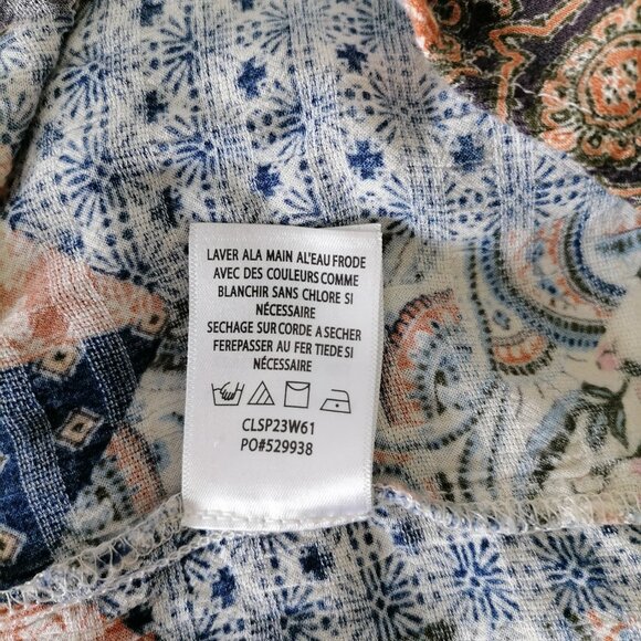 Cleo + Wolf Womens Multicolor Tasseled Patchwork Boho Peasant Blouse Top Size L - Picture 8 of 8